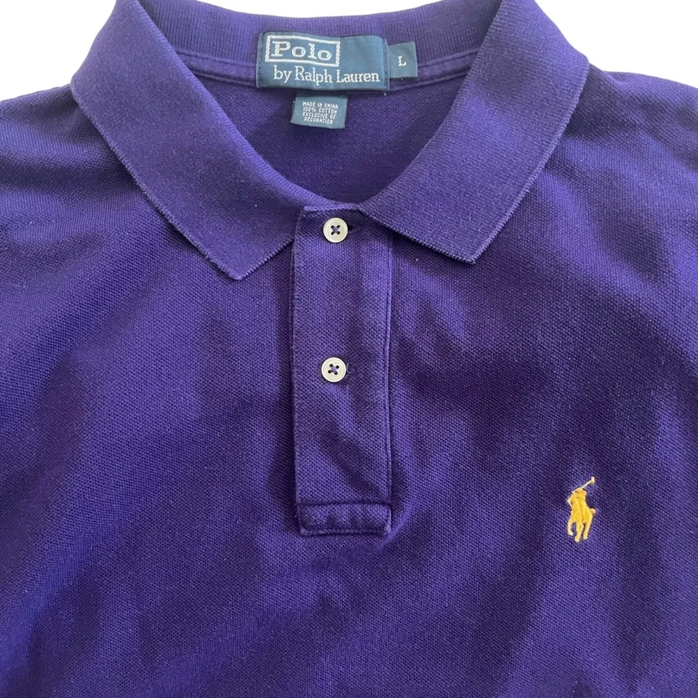 Polo Ralph Lauren Polo Shirt Mens Large Purple Short Sleeve Piqué Pony Logo